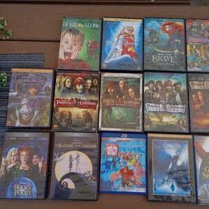 Disney DVD & Blu-ray Movie Lot with Green, Blue, Red and Brown Covers